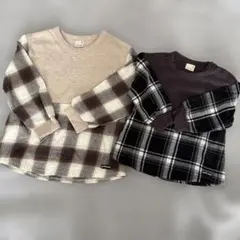 petit main チェック柄 長袖カットソー 110cm