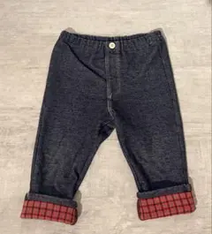 familiar ファミリア　定番チェック柄折り返しパンツ　80