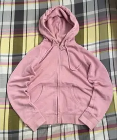 00s OLD UNIQLO フルジップパーカー　ピンク　y2k 短丈