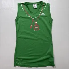 〈470〉adidas タンクトップ　緑　ストップウォッチロゴclimaliteのサムネイル