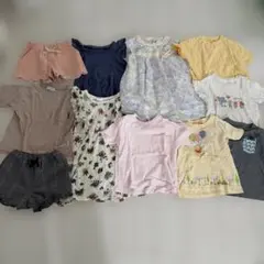 キッズ服 まとめ売り 11点　Tシャツ ワンピース ショートパンツのサムネイル