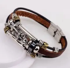 男女兼用 ファッション ブレスレット 龍 シルバー