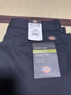 [新品]Dickies スリムストレート ワークパンツ 34X32 ブラック