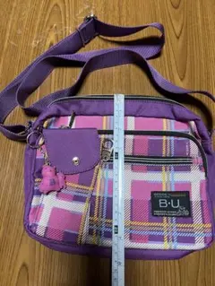 紫色 チェック柄 ショルダーバッグ