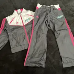 120 adigirl ジャージ上下セット グレー/ピンク アディガール