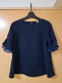 Te chichi テチチ ダブルフリル半袖ブラウス ネイビー Mサイズ