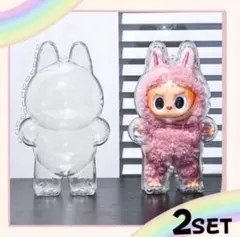 2個♥ラブブ ケース labubu 立ち姿 透明 クリアケース 新品