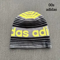 00s adidas シングル ビーニー Y2K テック ストライプ 黄色 黒色