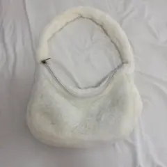 SHEIN プラッシュ素材 ファーバッグ ハンドバッグ チャック付き ホワイト