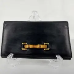 GUCCI バンブー 長財布 がま口 黒レザー ゴールド金具 - メルカリ