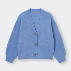 新品タグ付き GU パフィータッチパフスリーブカーディガン(長袖) ブルー S