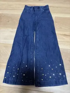 H&M デニムパンツ　ハートプリント　120