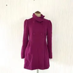 パープル ダブルボタン ウールコートオールドネイビー希少今期ピッタリ