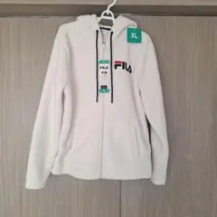 FILA フード付きフリースジャケット ホワイト　XL