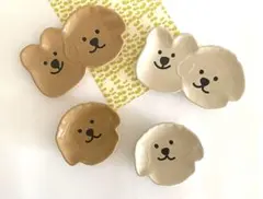 離乳食ファースト食器　カフェ豆皿　　トイプードル豆皿　犬豆皿　4点セット