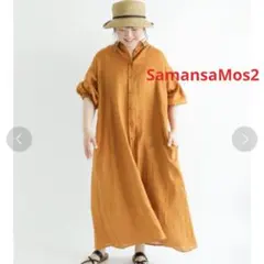SamansaMos2♡新品未使用リネンパフスリーブシャツワンピース
