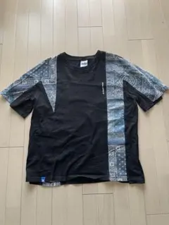 RealSpace バンダナ柄 切替 Tシャツ ブラック XL