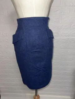 JUSGLITTY 着用品 ダークブルータイトスカート 背中リボンS