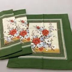 座布団カバー 3枚セット 花柄 グリーン
