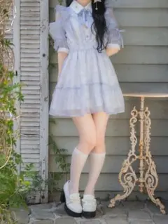 ROJITA 花柄半袖ミニワンピース blue