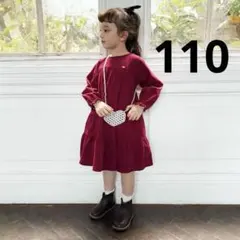 petit main コーデュロイティアードワンピース　110 赤