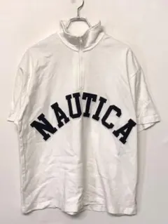 NAUTICA 古着 アーチロゴ スタンドネック ハーフジップ Tシャツのサムネイル
