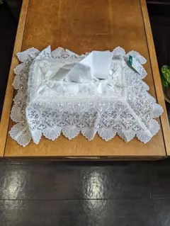 新品未使用 上品デザイン アンティーク調 ティッシュケース ベージュ レース