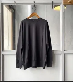 COMOLI サマーウール長袖クルー天竺Tシャツ チャコールグレー size 4