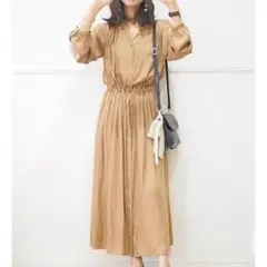 ユニクロ UNIQLO Vネックロングシャツワンピース(長袖)