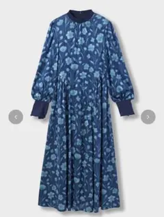 Mesh Velour One-piece Flower Navy 　S