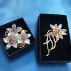 ブローチ２点セット　No.1ー1(右側ピンクゴールド)