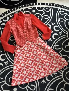 きのこ様専用赤のチェック柄ノースリーブワンピース