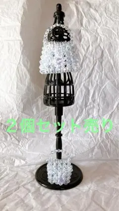 [ｑ]ハンドメイド　ミニチュア　バッグ　2個　透明×薄水色×薄緑色　お人形用