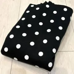 黒×白　水玉　ドット柄　裏起毛　スウェット生地　布地　大判