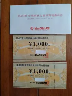 ビックカメラ 株主優待券 2,000円のサムネイル