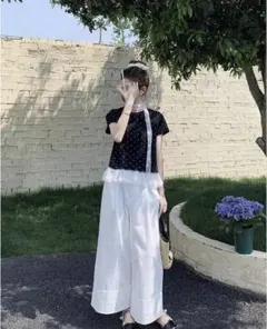 SHEIN 97696556 ドットTシャツ[ブラック]のサムネイル