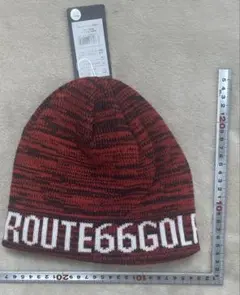 【新品未使用　ROUTE66 GOLF ニット帽 レッド×ブラック　F】