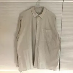 UNIQLO 白ストライプ 長袖シャツ C　ブロードオーバーサイズシャツ
