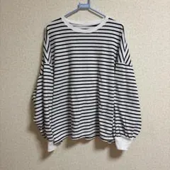 ストライプ バルーンスリーブ Tシャツ L