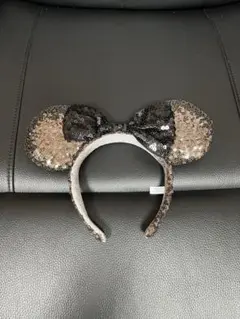 ミッキー耳カチューシャ グレーのスパンコール