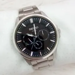稼働品 SEIKO V14J-0AX0 セイコー ソーラー 腕時計 ブラック 黒