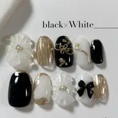 ネイルチップサイズオーダー　ニュアンスネイル　正反対　振袖　和柄　ブライダル