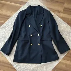 【大きいサイズ XL】 美品 ダブルブレスト ジャケット 紺ブレ　金ボタン GU