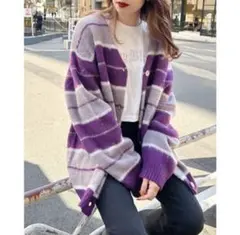 【 INGNI 】 モヘアタッチ ボーダーニット