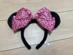 ディズニーミニーヒョウ柄ピンクカチューシャ