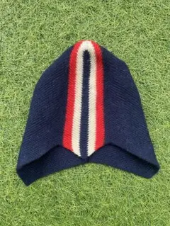 昭和レトロ 当時物 ウルトラマン個性的ニット帽子 ビーニー ストライプ ネイビー