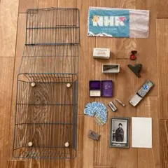 昭和レトロ　青　ワイヤーバスケット　金属　カゴ　アンティーク　セット　まとめ売り