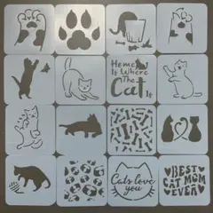 【ネコポス当日翌日発送】 ステンシルシート　猫　35枚