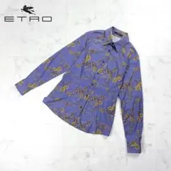 美品 ETRO ペイズリー柄 長袖シャツ 総柄 ストレッチ 紫 44*HD570