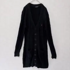 ラルフローレン ケーブルニット ロングカーディガン 黒 XXL ポニー刺繍